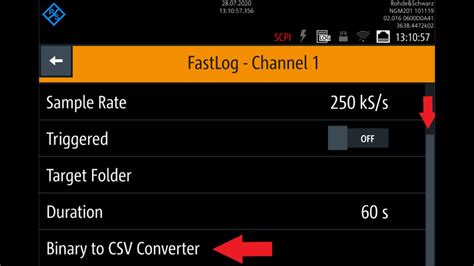 converting wfm rohde schwarz in csv